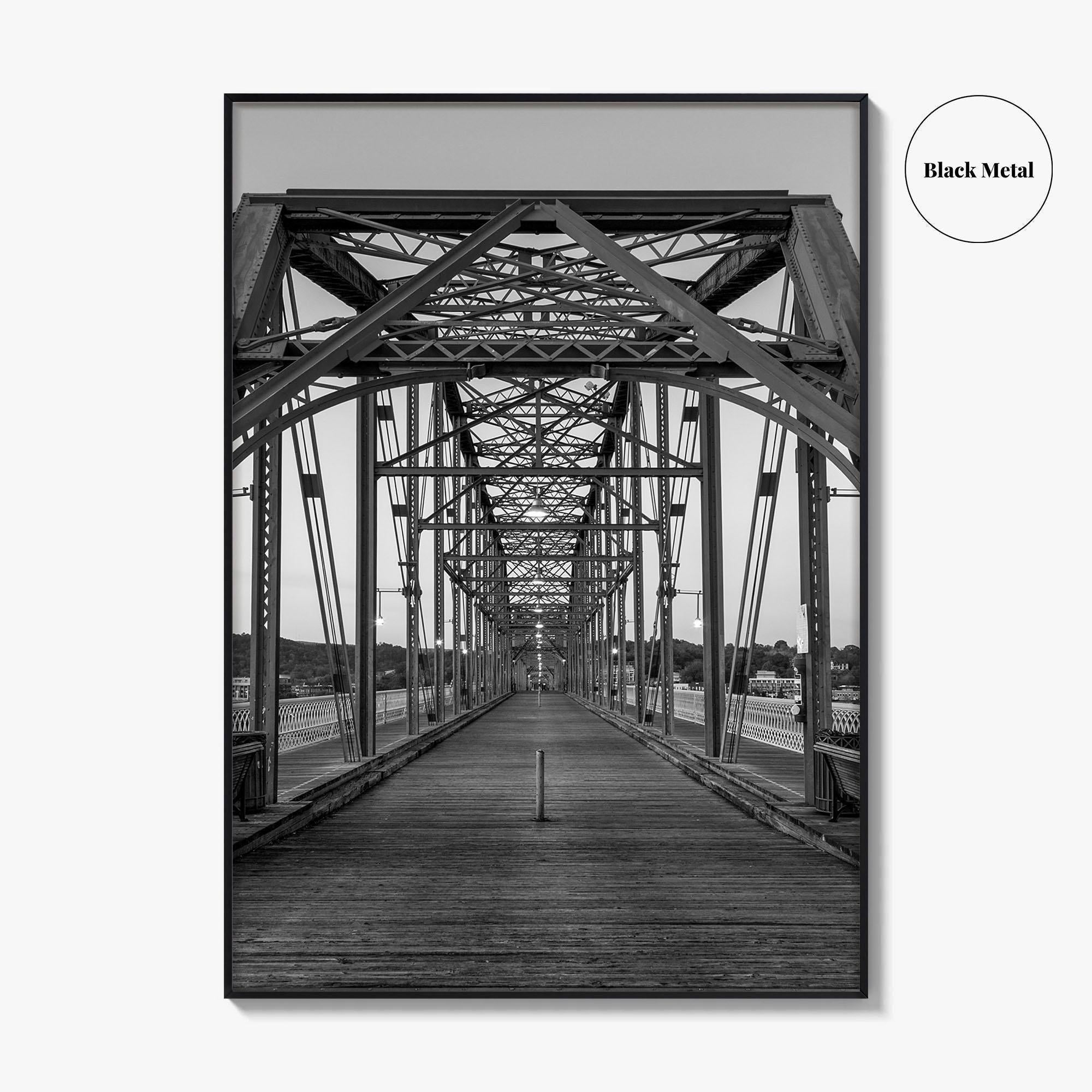 Chattanooga Black and White Fine Art Photo Print, Walnut Street Bridge, Tennessee USA Poster