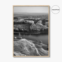 Danube River Romania Black and White Fine Art Photo Print, Dobrogea, Aerial View, Poster