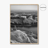 Danube River Romania Black and White Fine Art Photo Print, Dobrogea, Aerial View, Poster