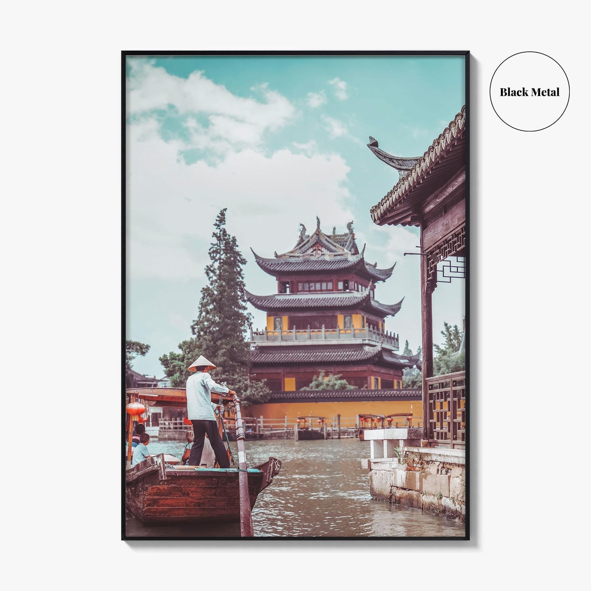 Shanghai Fine Art Photo Print, Zhujiajiao Water Town, China, Boats, Historic Buildings, Wall Poster
