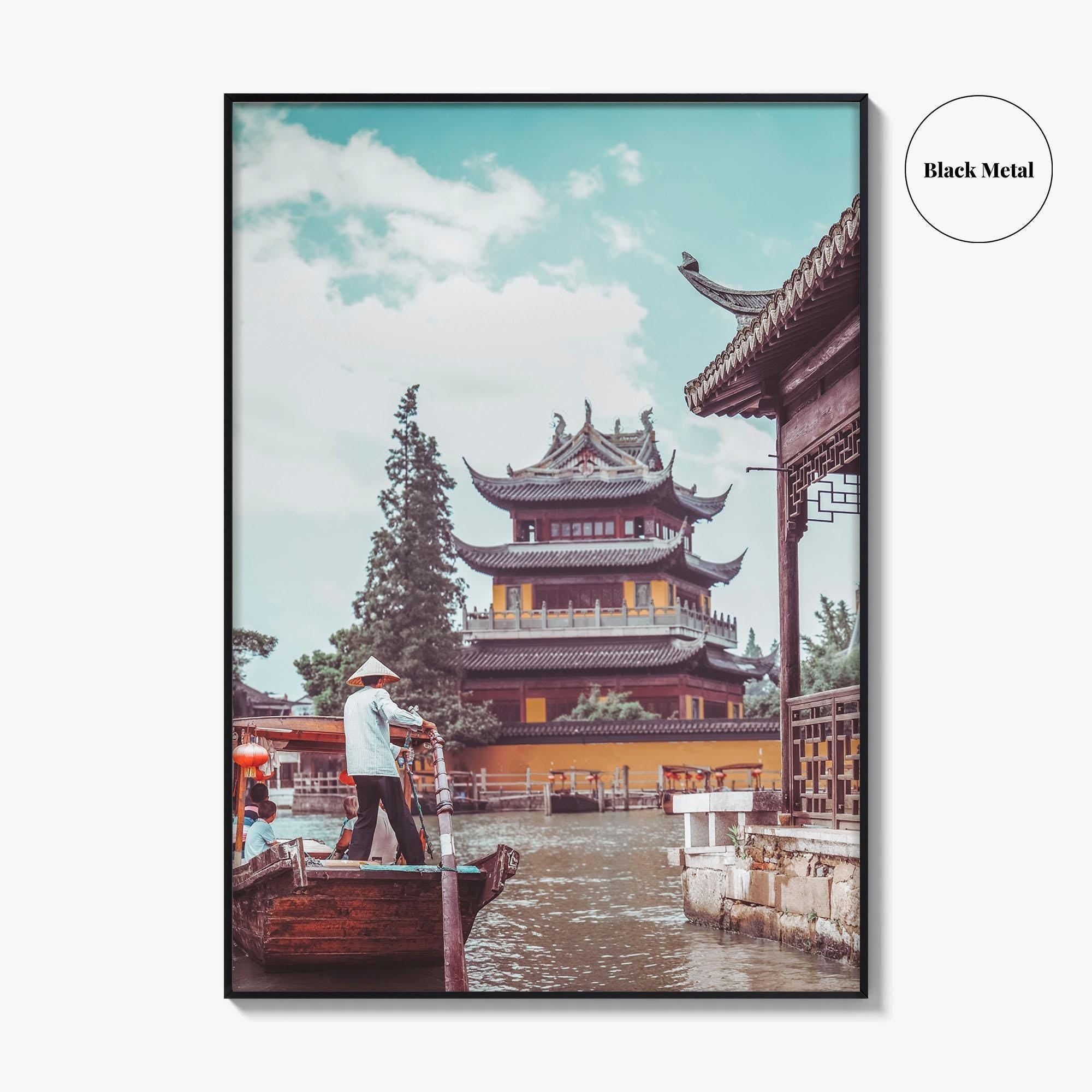 Shanghai Fine Art Photo Print, Zhujiajiao Water Town, China, Boats, Historic Buildings, Wall Poster