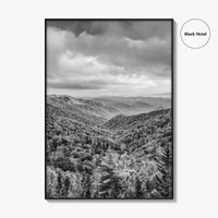 Great Smoky Mountains Black and White Fine Art Photo Print, Tennessee Poster
