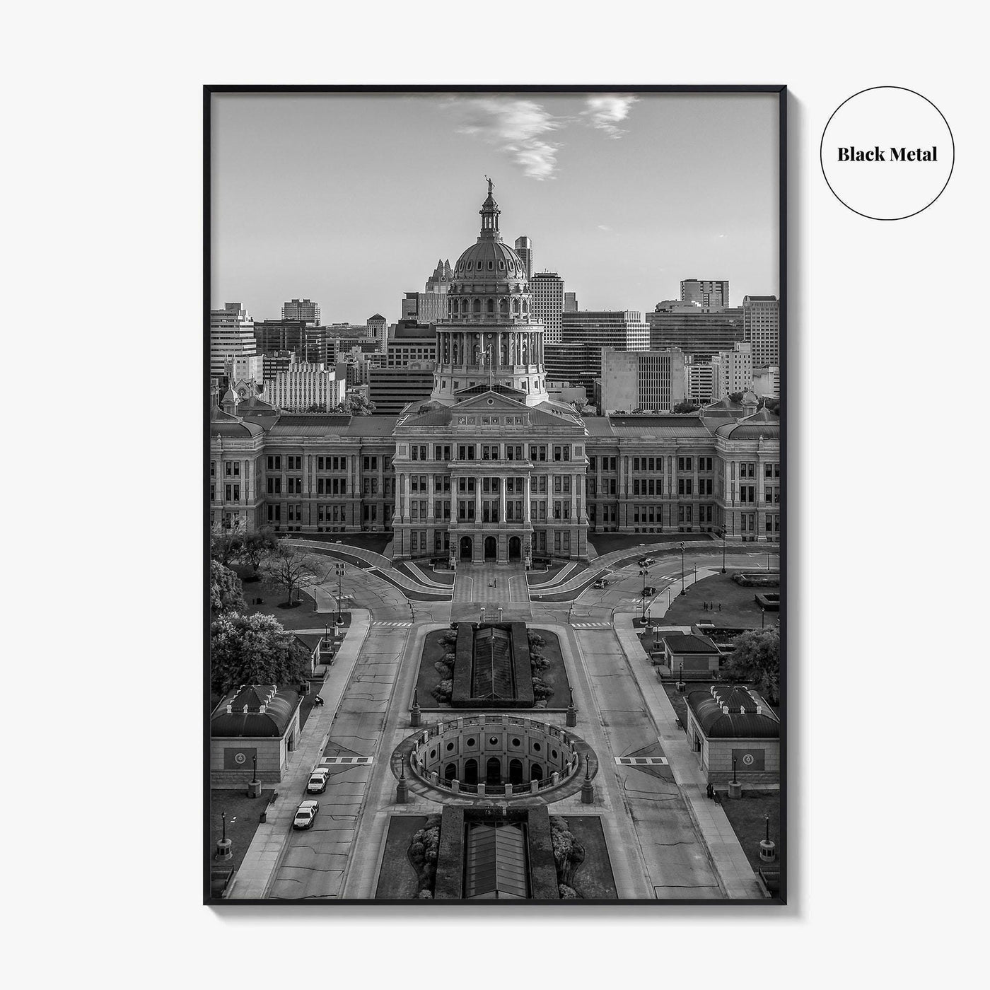 Austin Black and White Fine Art Photo Print, Texas State Capitol, TX, Poster