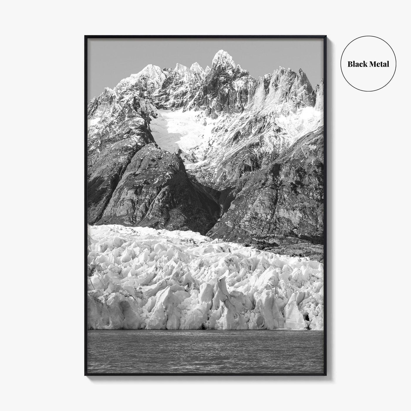 Torres del Paine Black and White Fine Art Photo Print, Grey Glacier, Patagonia Chile
