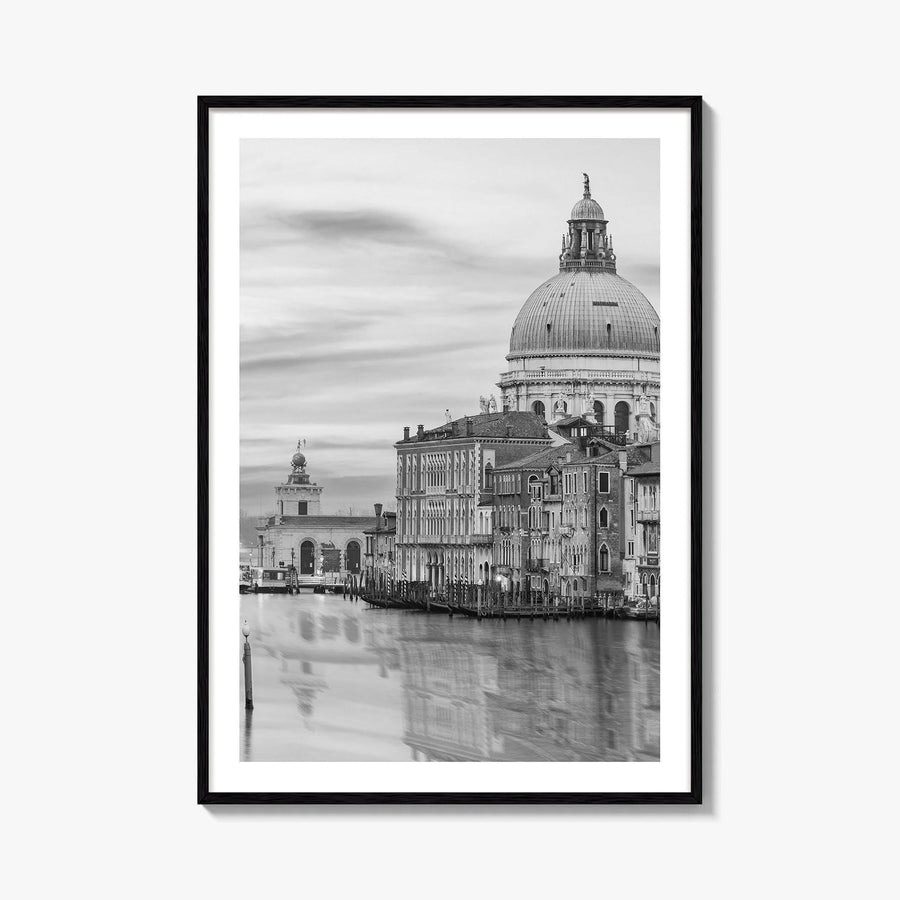 Venice Skyline Black and White Fine Art Photo Print, Grand Canal, Italy Wall Poster