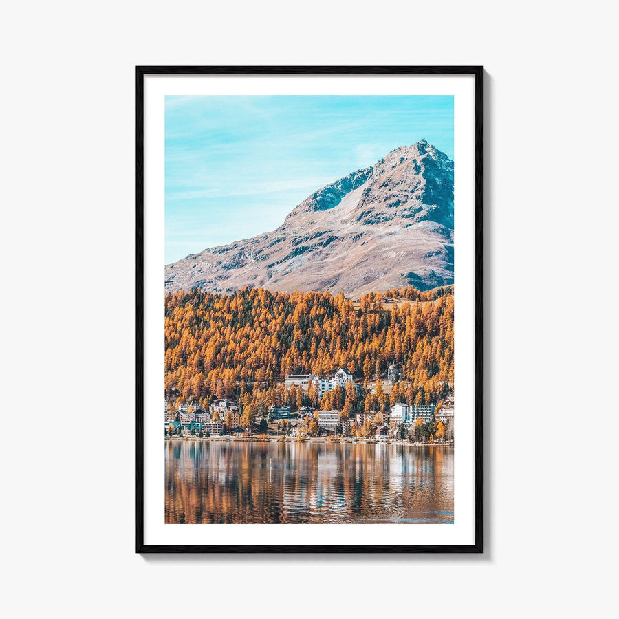 St Moritz Blue Fine Art Photo Print, Canoe on Lake, Engadin Switzerland Wall Poster