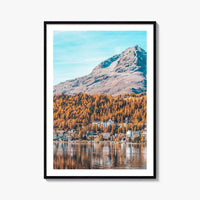 St Moritz Blue Fine Art Photo Print, Canoe on Lake, Engadin Switzerland Wall Poster