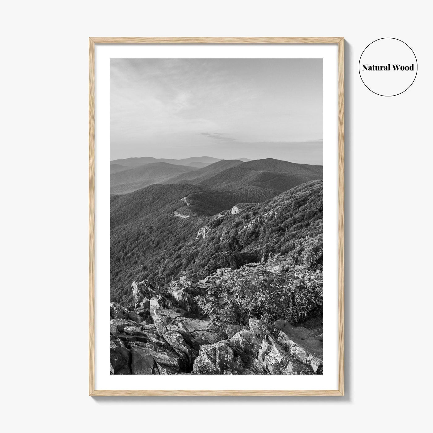 Shenandoah Skyline Black and White Fine Art Photo Print, Drive Stony Man Virginia Poster