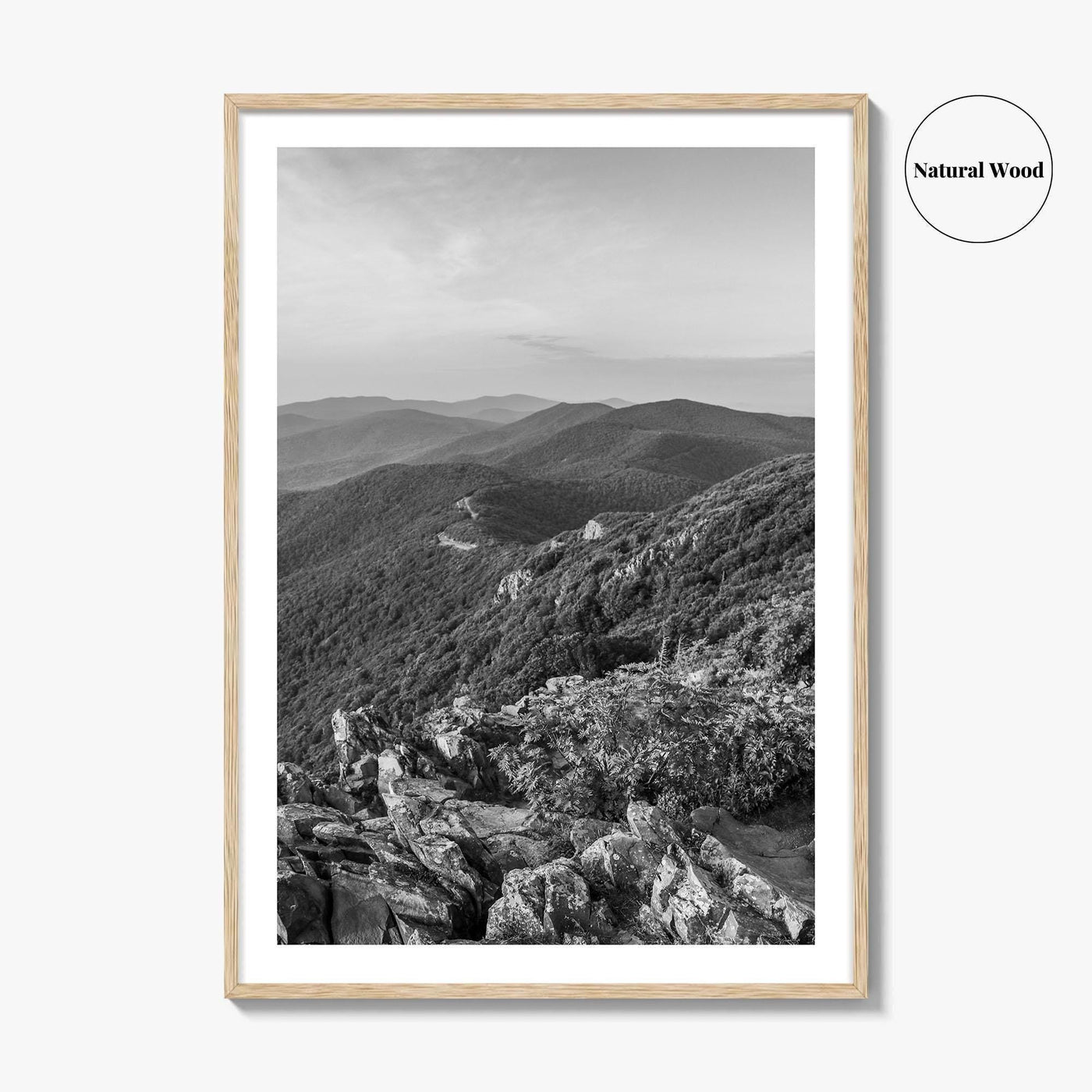 Shenandoah Skyline Black and White Fine Art Photo Print, Drive Stony Man Virginia Poster