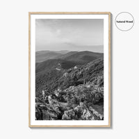 Shenandoah Skyline Black and White Fine Art Photo Print, Drive Stony Man Virginia Poster