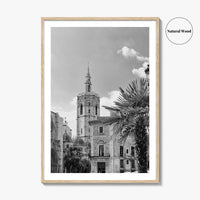 Valencia Black and White Fine Art Photo Print, Plaza de la Virgen Cathedral Poster