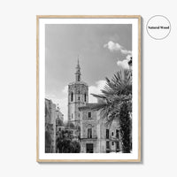 Valencia Black and White Fine Art Photo Print, Plaza de la Virgen Cathedral Poster