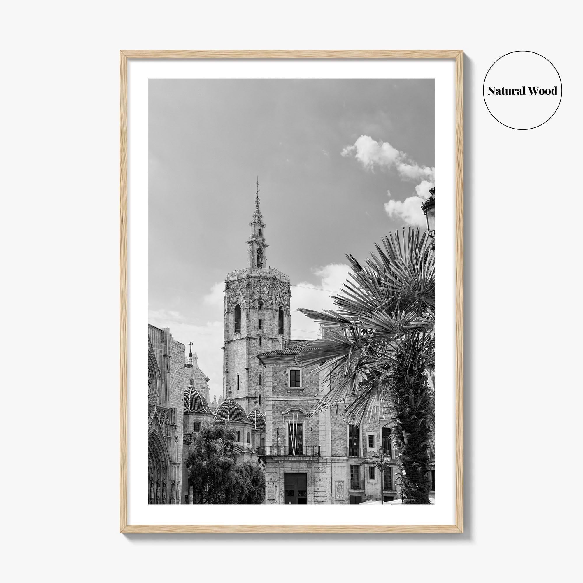 Valencia Black and White Fine Art Photo Print, Plaza de la Virgen Cathedral Poster