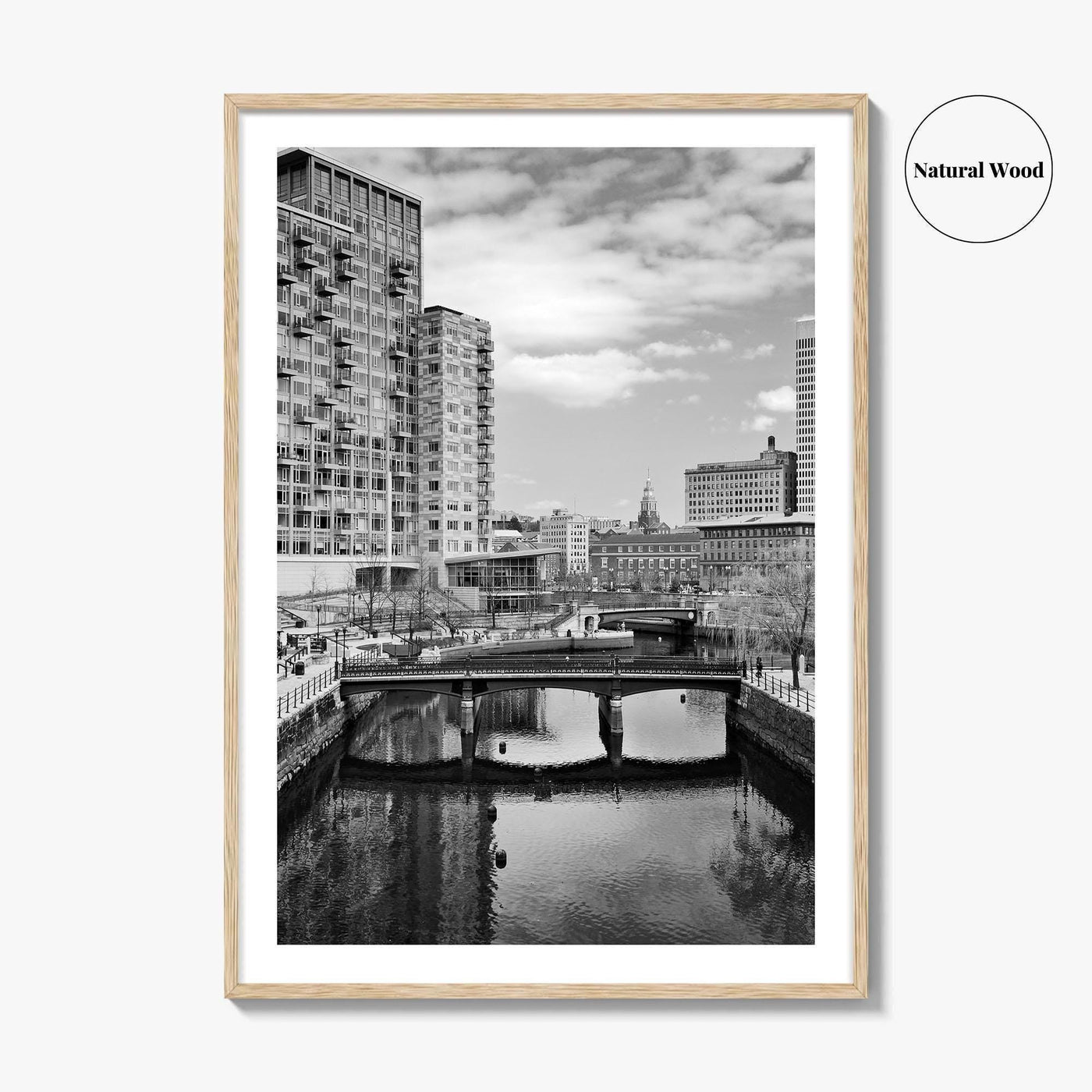 Providence Black and White Fine Art Photo Print, Waterplace Park Poster, Rhode Island Poster