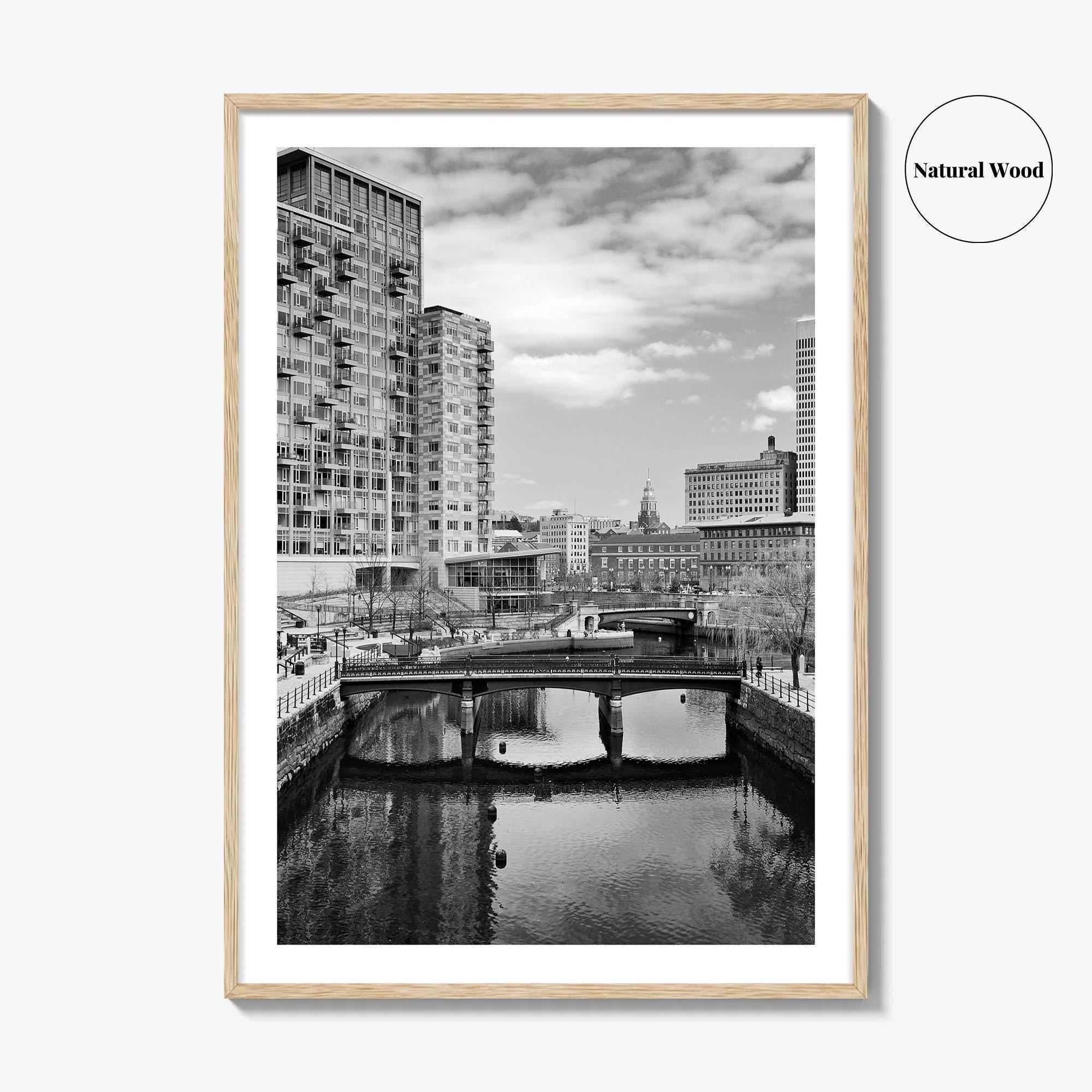 Providence Black and White Fine Art Photo Print, Waterplace Park Poster, Rhode Island Poster