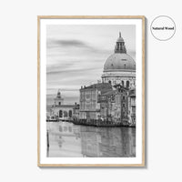 Venice Skyline Black and White Fine Art Photo Print, Grand Canal, Italy Wall Poster
