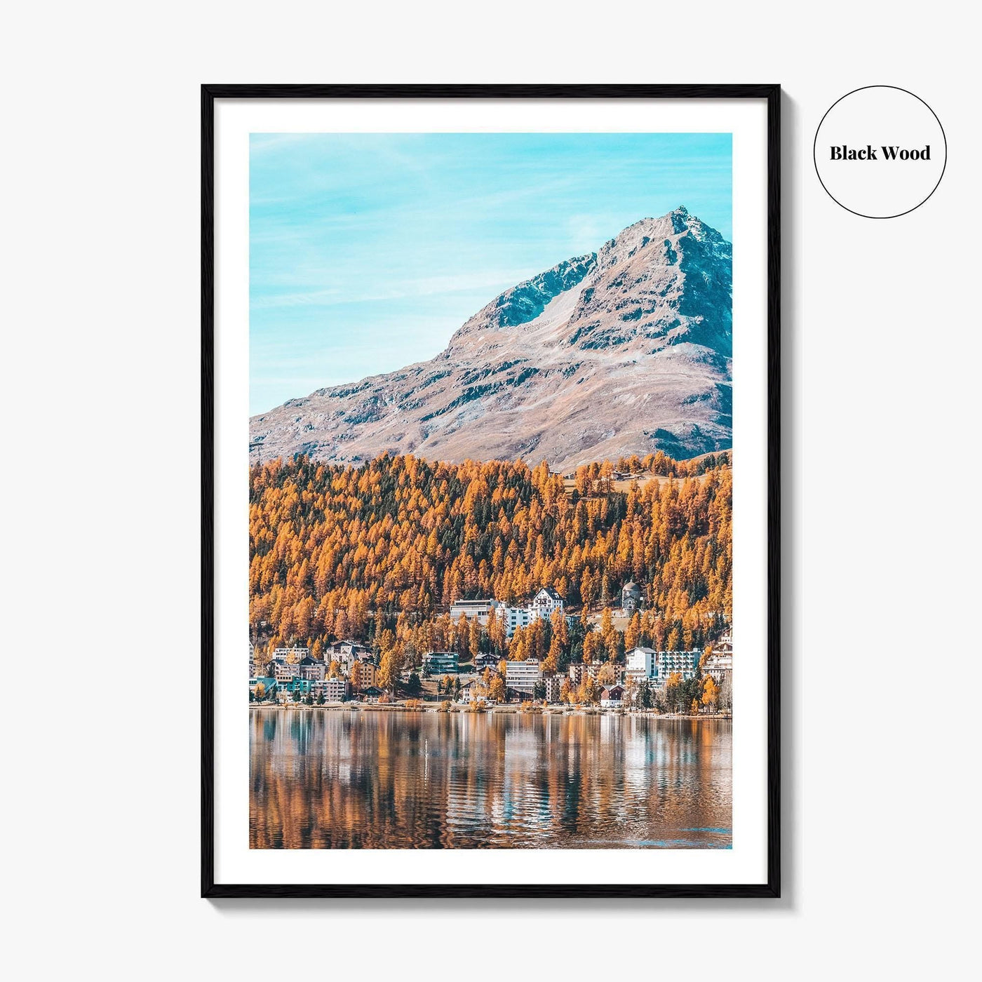 St Moritz Blue Fine Art Photo Print, Canoe on Lake, Engadin Switzerland Wall Poster