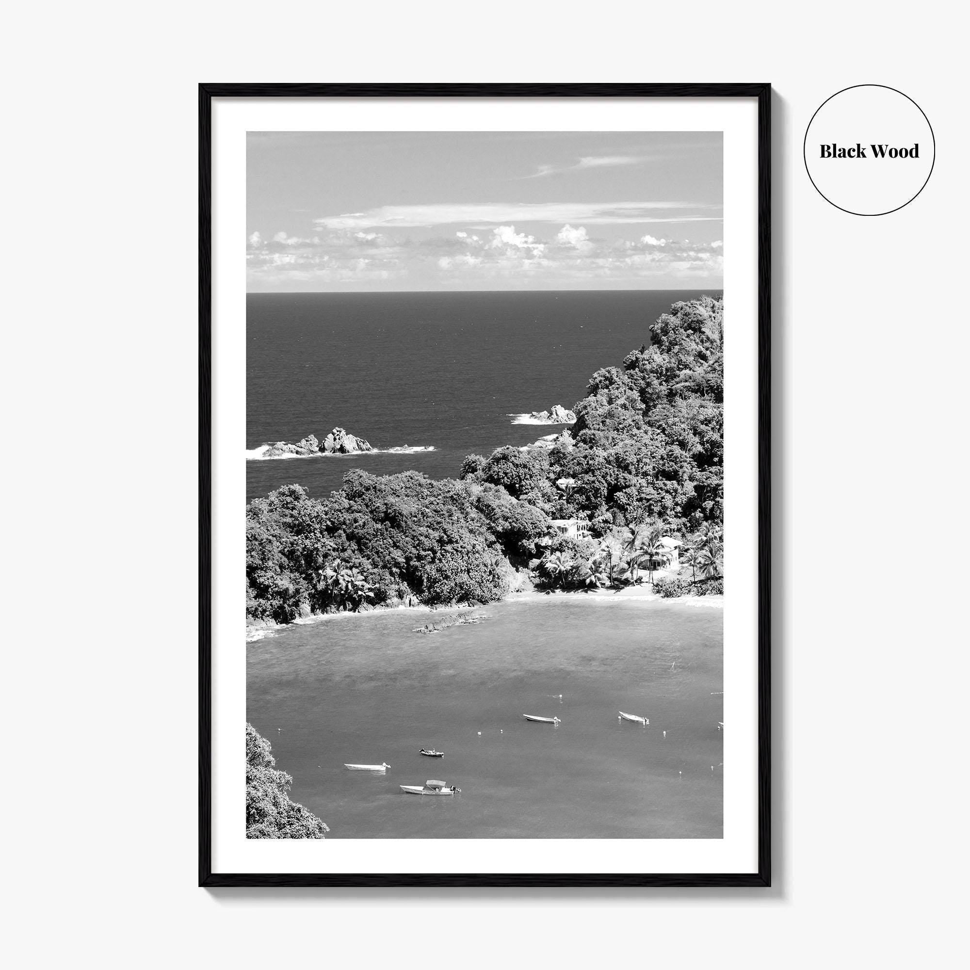 Parlatuvier Bay Black and White Fine Art Photo Print, Trinidad and Tobago Poster