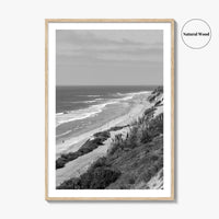 Torrey Pines Black and White Fine Art Photo Print, San Diego Coastline California Poster