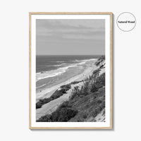 Torrey Pines Black and White Fine Art Photo Print, San Diego Coastline California Poster