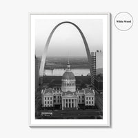 St Louis Black and White Fine Art Photo Print, Gateway Arch Courthouse Missouri Poster