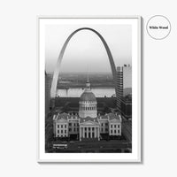 St Louis Black and White Fine Art Photo Print, Gateway Arch Courthouse Missouri Poster