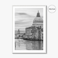 Venice Skyline Black and White Fine Art Photo Print, Grand Canal, Italy Wall Poster
