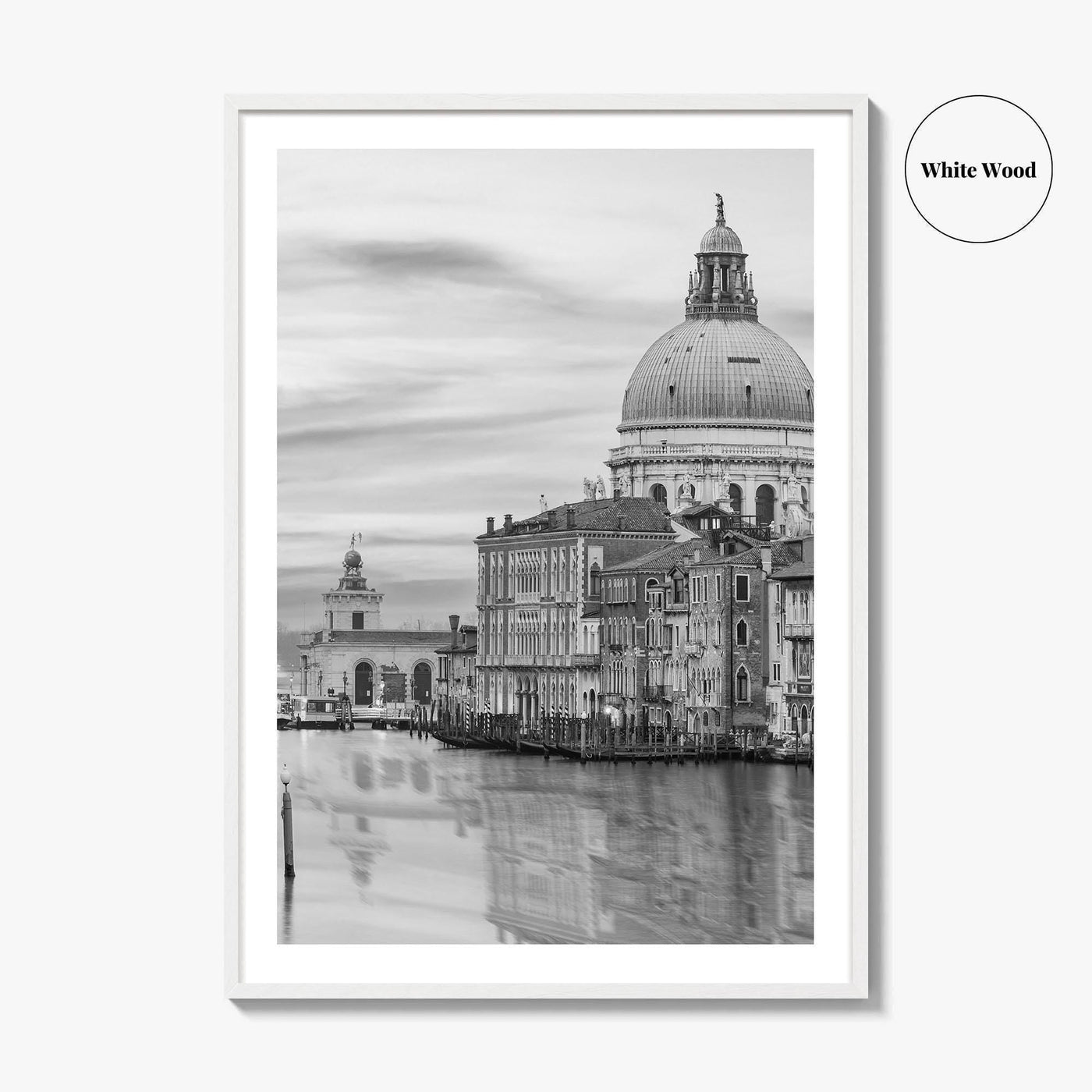 Venice Skyline Black and White Fine Art Photo Print, Grand Canal, Italy Wall Poster