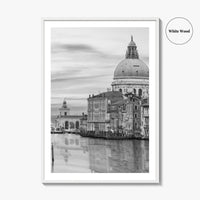 Venice Skyline Black and White Fine Art Photo Print, Grand Canal, Italy Wall Poster