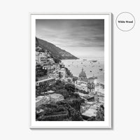 Positano Black and White Fine Art Photo Print, Amalfi Coast Italy Wall Decor Poster