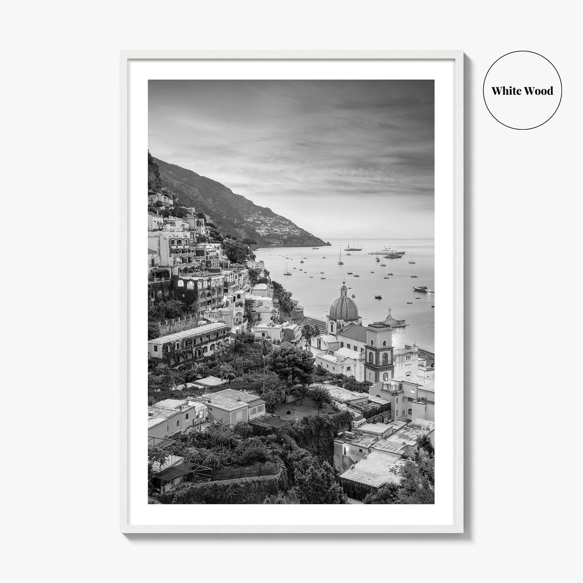 Positano Black and White Fine Art Photo Print, Amalfi Coast Italy Wall Decor Poster