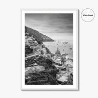 Positano Black and White Fine Art Photo Print, Amalfi Coast Italy Wall Decor Poster