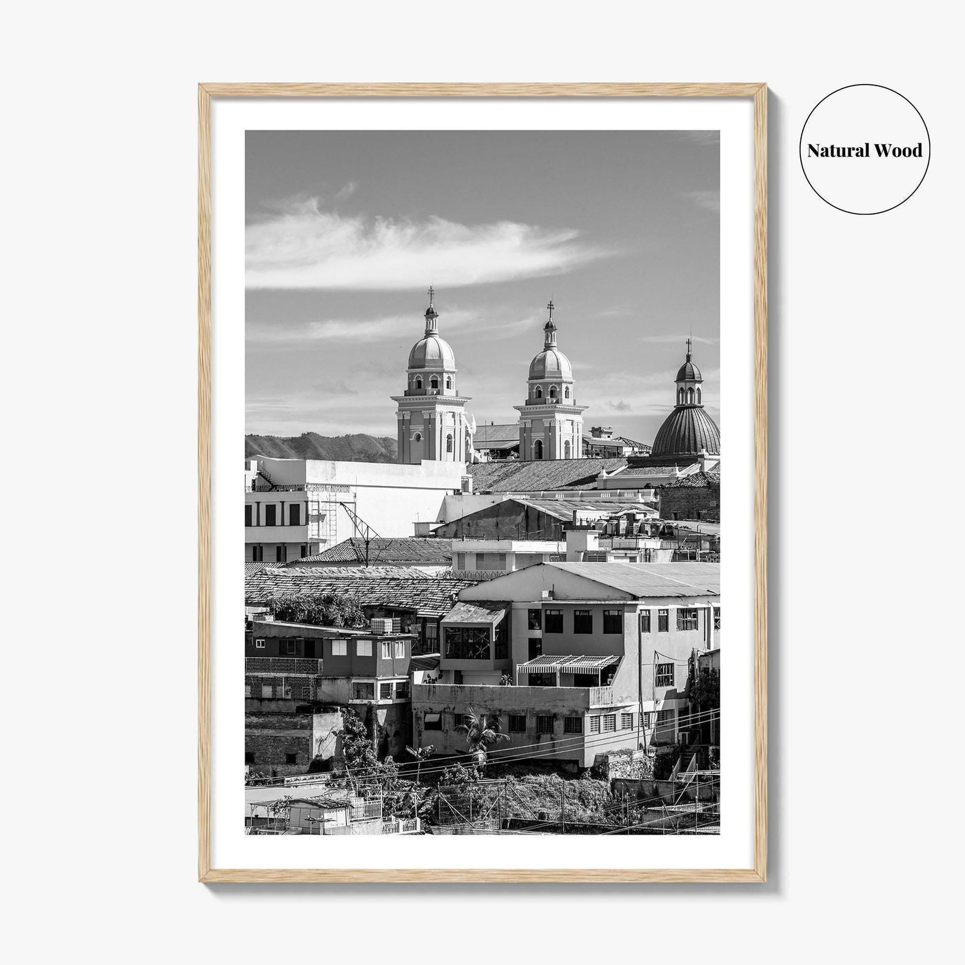 Santiago de Cuba Black and White Fine Art Photo Print, City Center Basilica Poster
