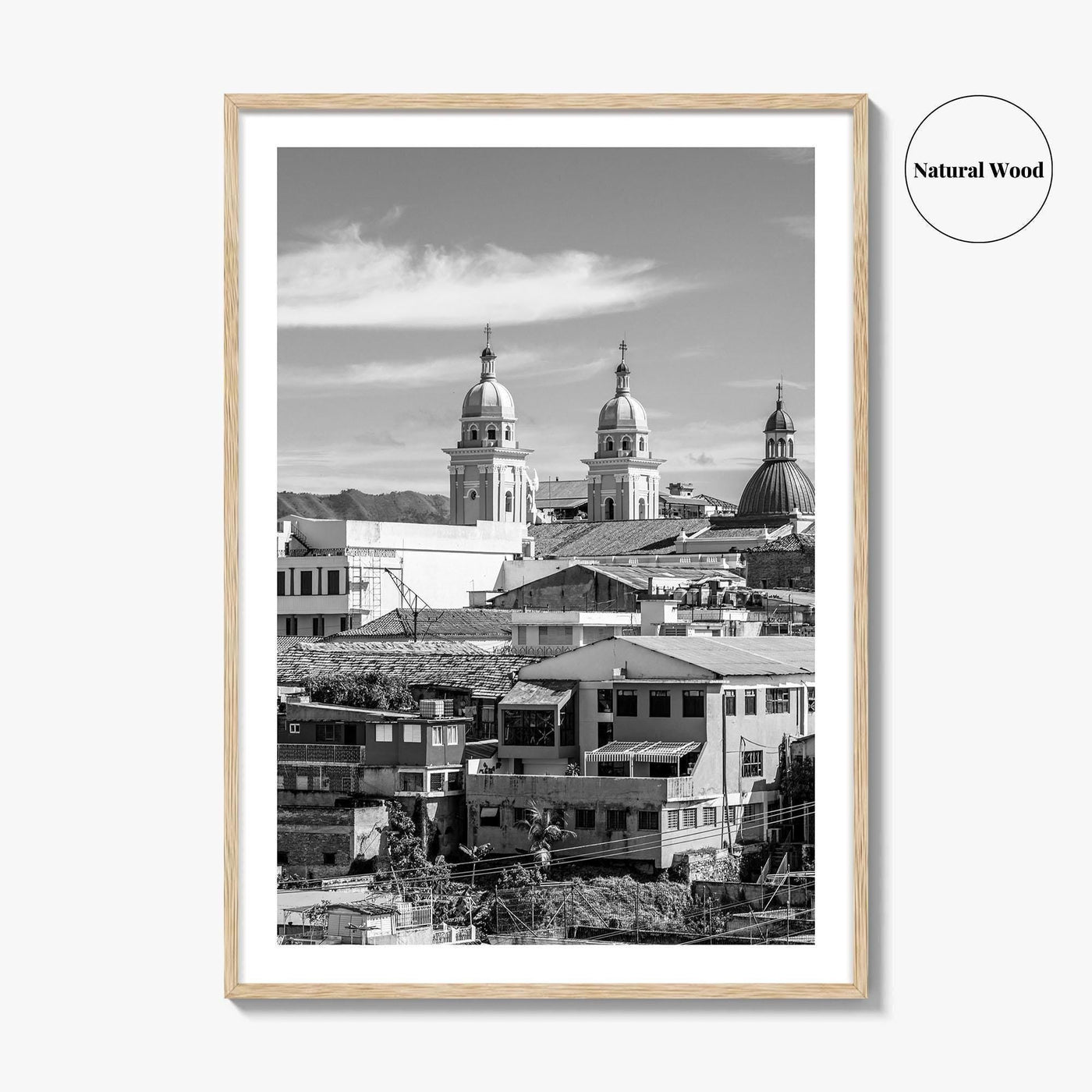 Santiago de Cuba Black and White Fine Art Photo Print, City Center Basilica Poster