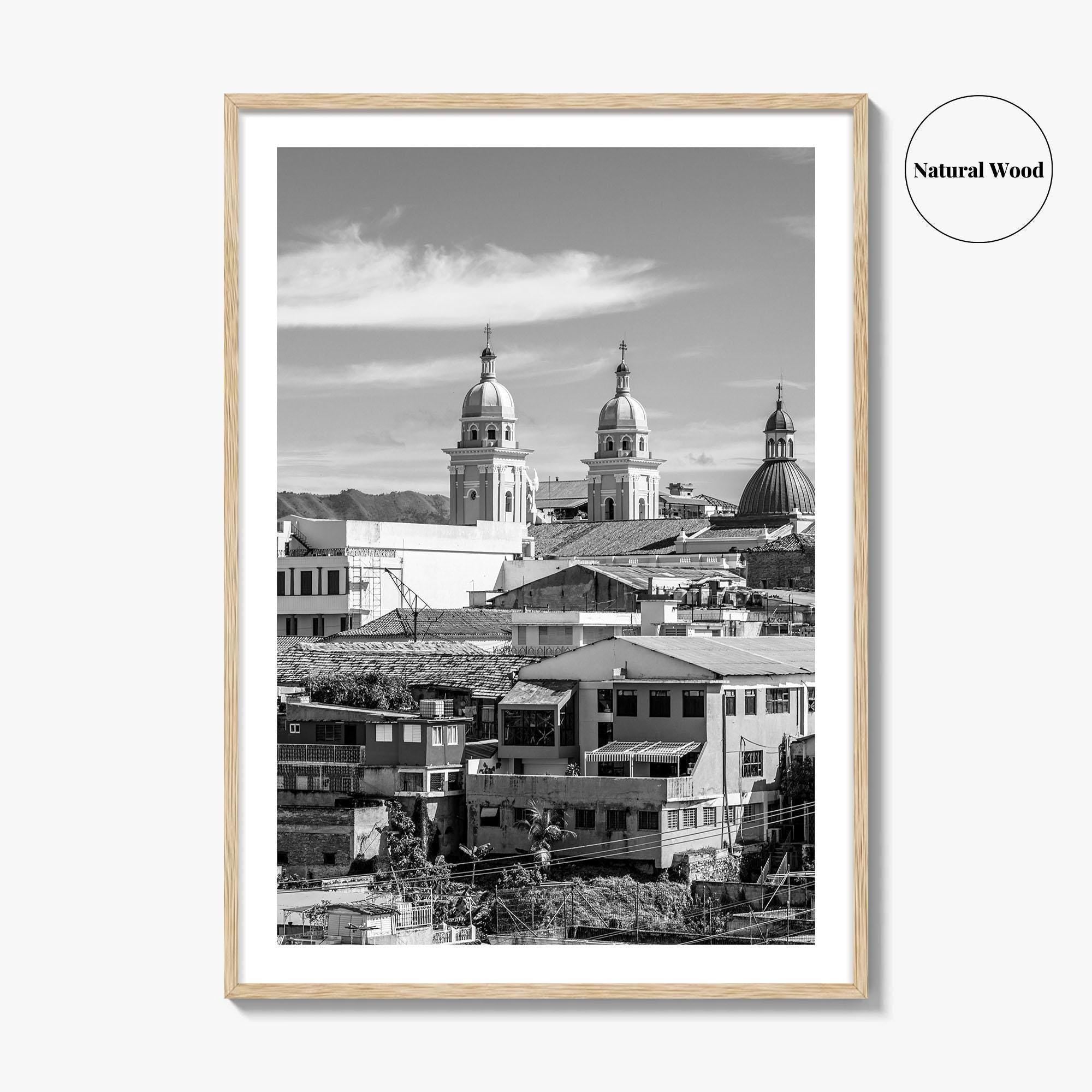 Santiago de Cuba Black and White Fine Art Photo Print, City Center Basilica Poster