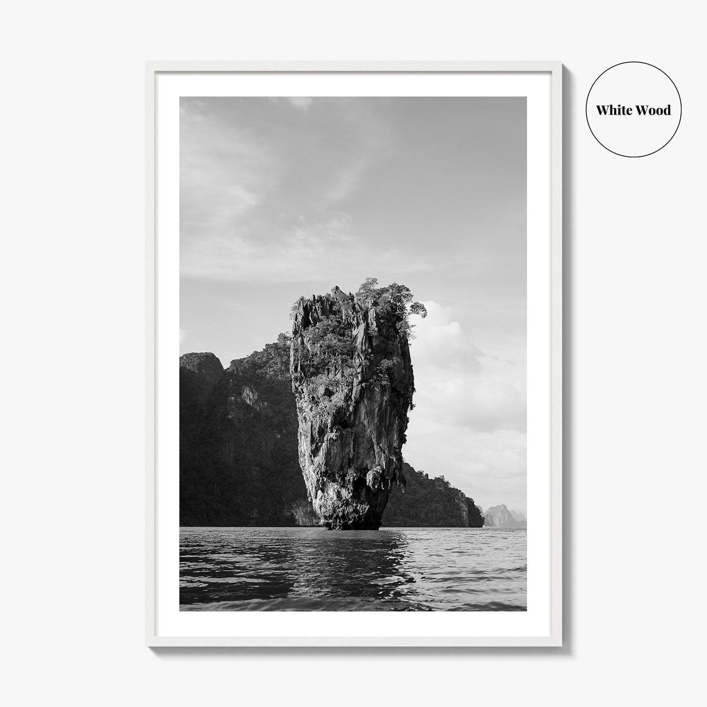 Phuket Black and White Fine Art Photo Print, James Bond Island Thailand Poster