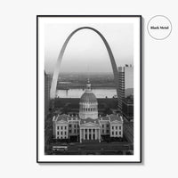 St Louis Black and White Fine Art Photo Print, Gateway Arch Courthouse Missouri Poster