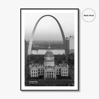 St Louis Black and White Fine Art Photo Print, Gateway Arch Courthouse Missouri Poster