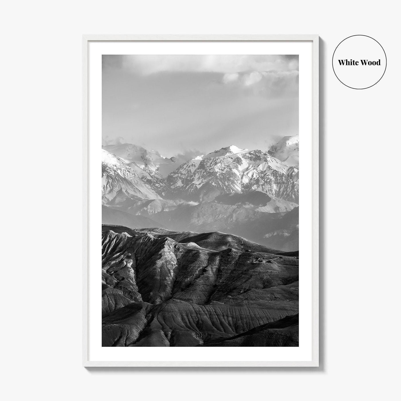 Upper Mustang Black and White Fine Art Photo Print, Annapurna Himalayas Poster