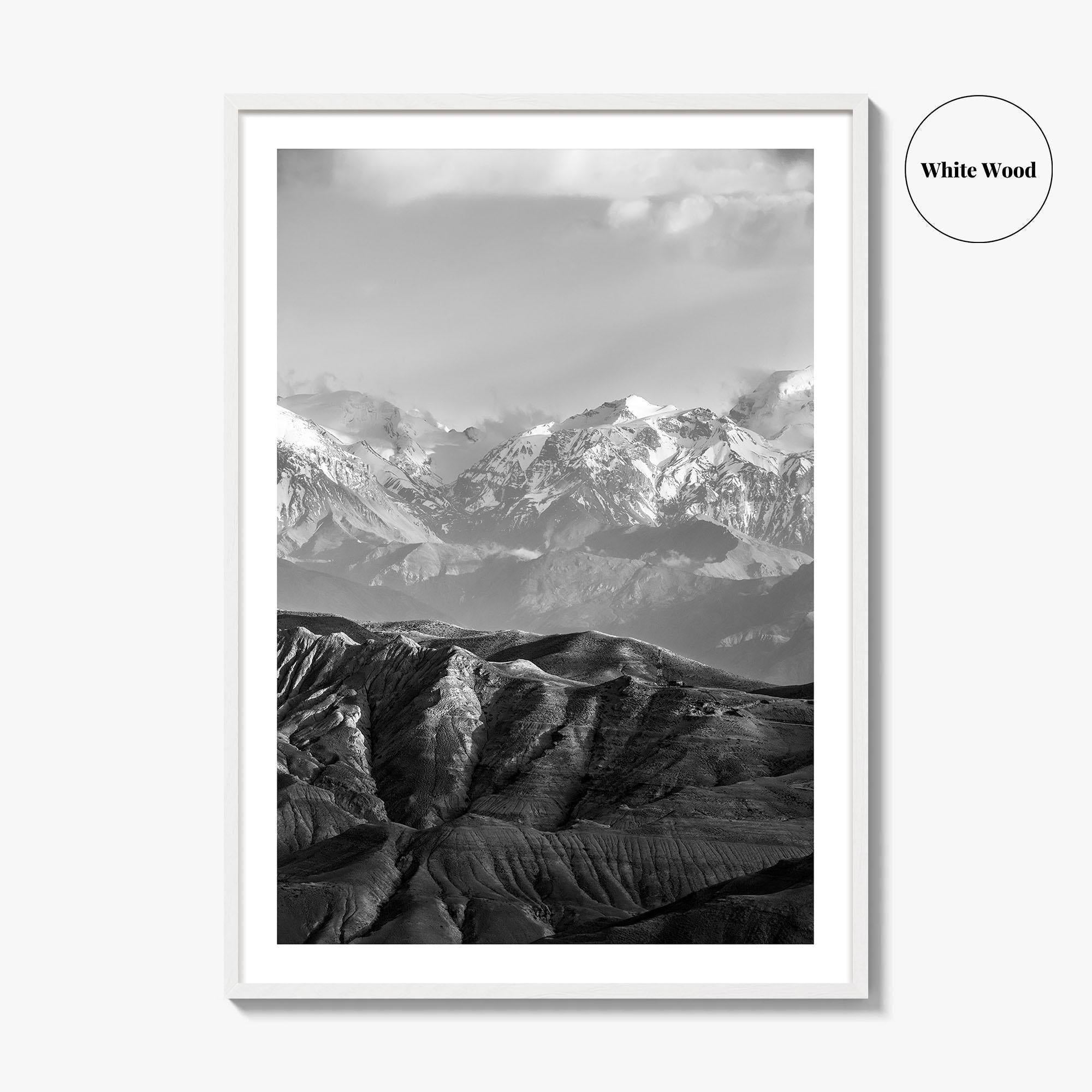 Upper Mustang Black and White Fine Art Photo Print, Annapurna Himalayas Poster