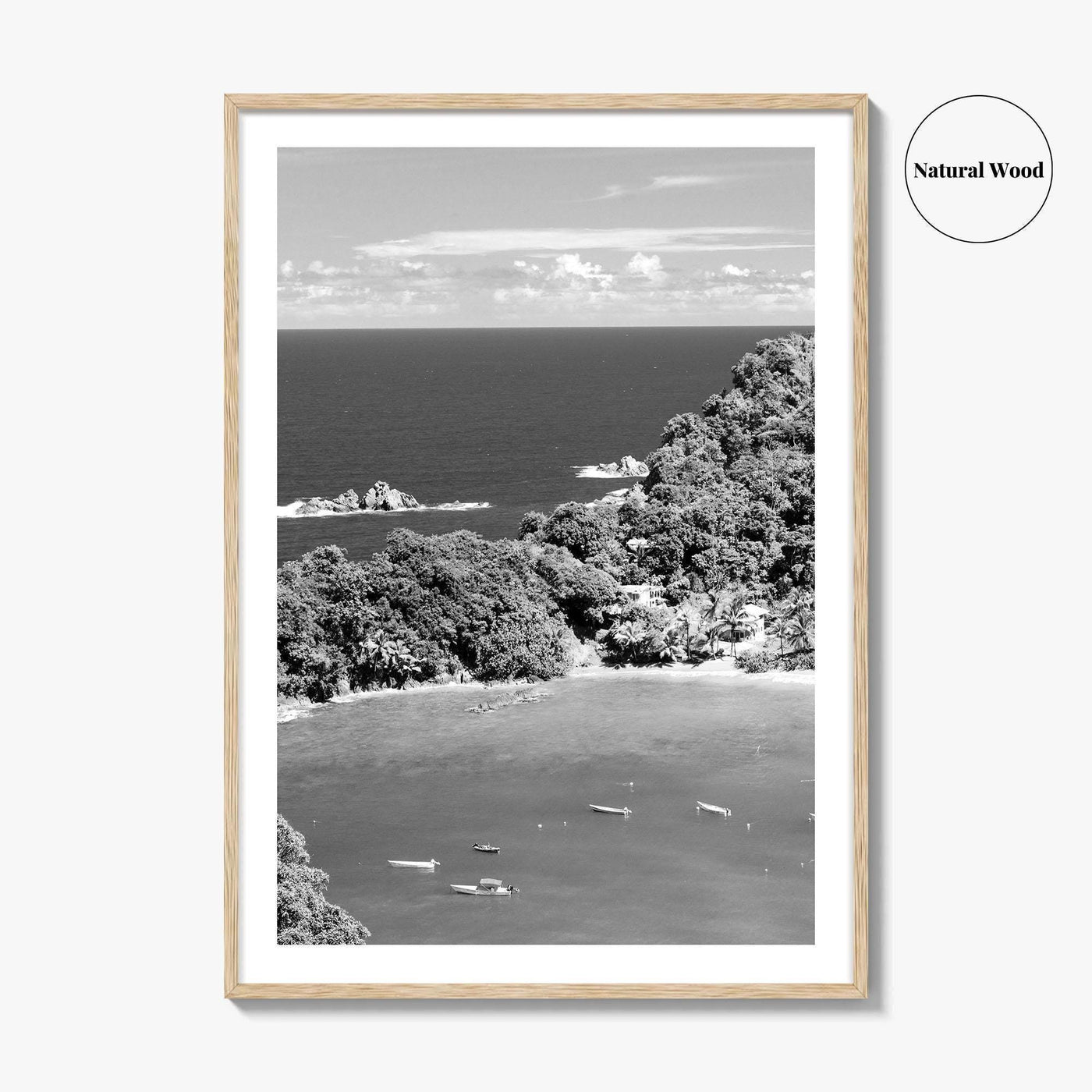 Parlatuvier Bay Black and White Fine Art Photo Print, Trinidad and Tobago Poster