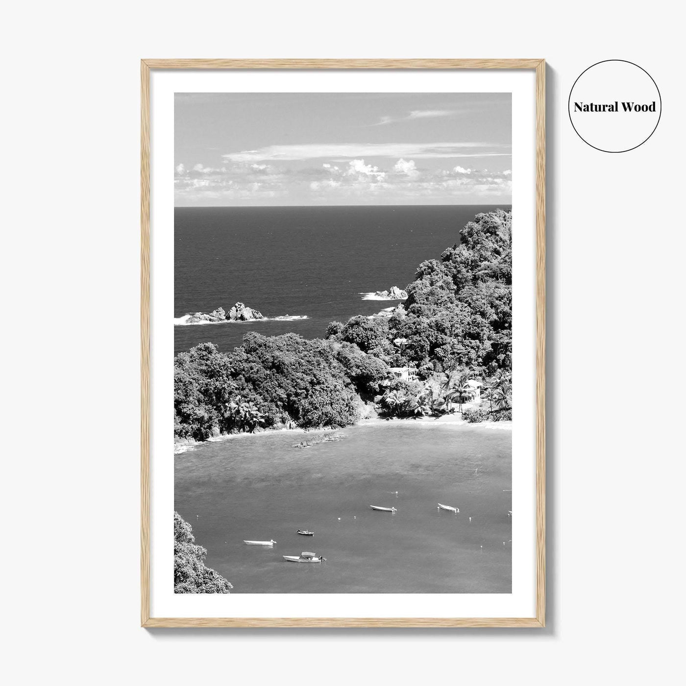 Parlatuvier Bay Black and White Fine Art Photo Print, Trinidad and Tobago Poster