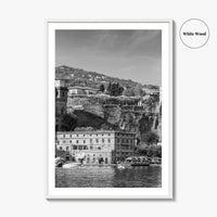 Sorrento Black and White Fine Art Photo Print, Naples Sea Cliffs Italy Poster
