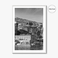 Sorrento Black and White Fine Art Photo Print, Naples Sea Cliffs Italy Poster