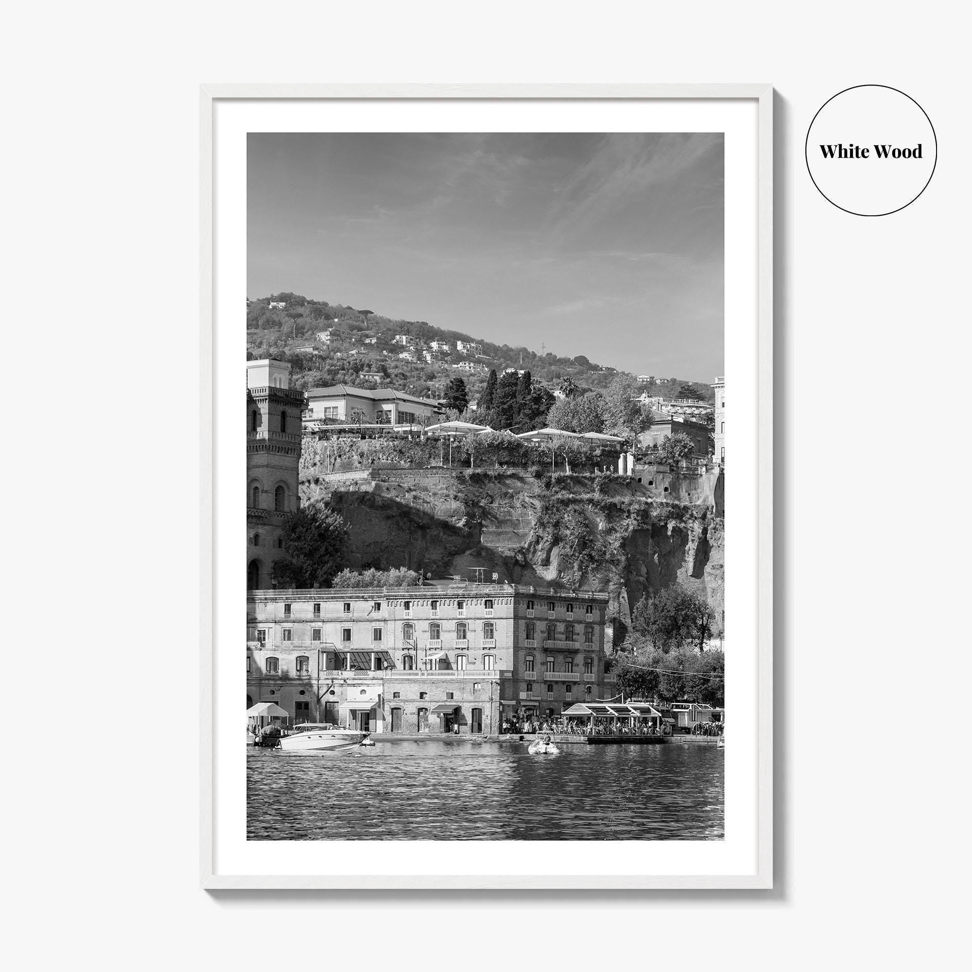 Sorrento Black and White Fine Art Photo Print, Naples Sea Cliffs Italy Poster
