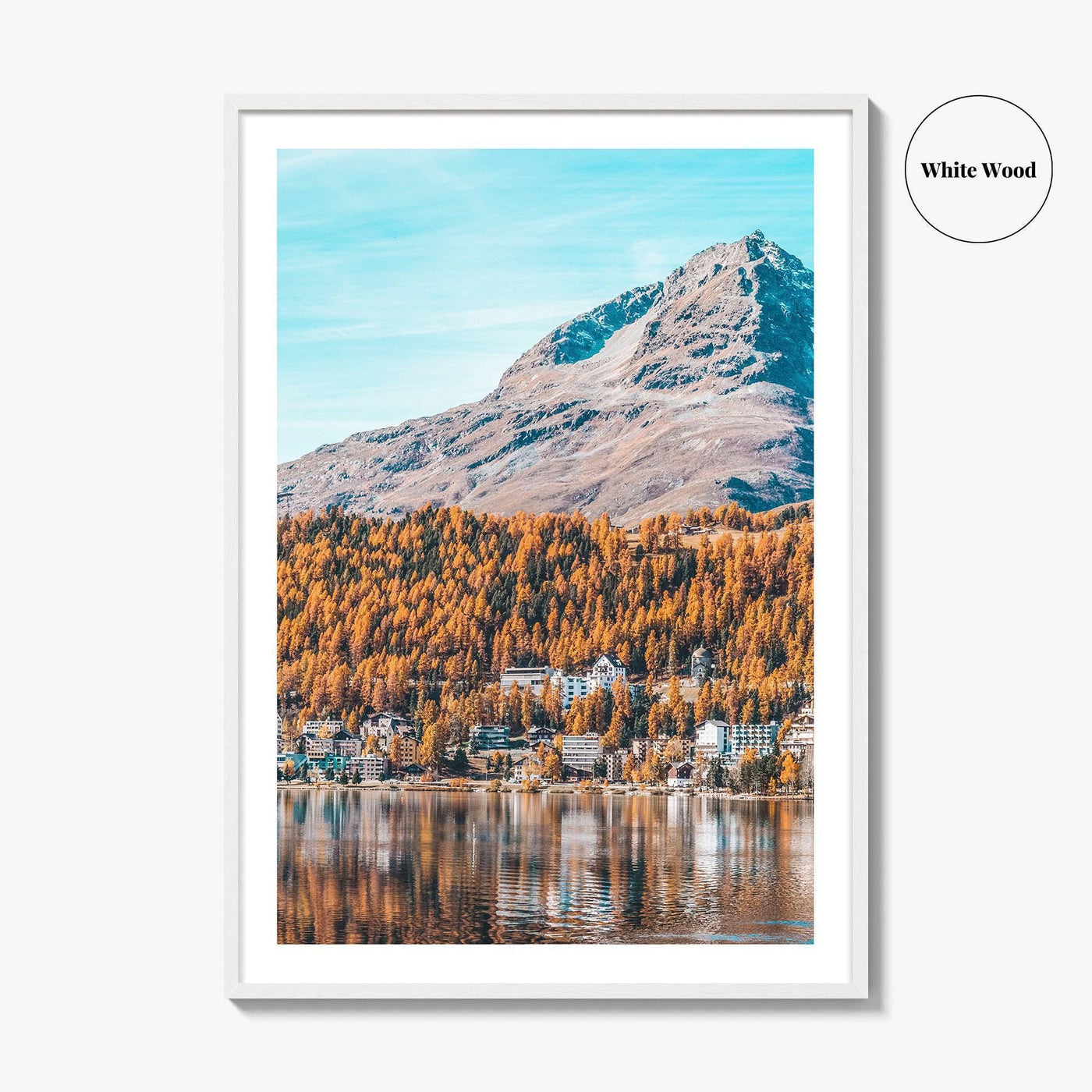 St Moritz Blue Fine Art Photo Print, Canoe on Lake, Engadin Switzerland Wall Poster