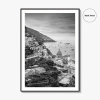 Positano Black and White Fine Art Photo Print, Amalfi Coast Italy Wall Decor Poster