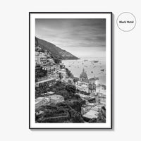 Positano Black and White Fine Art Photo Print, Amalfi Coast Italy Wall Decor Poster