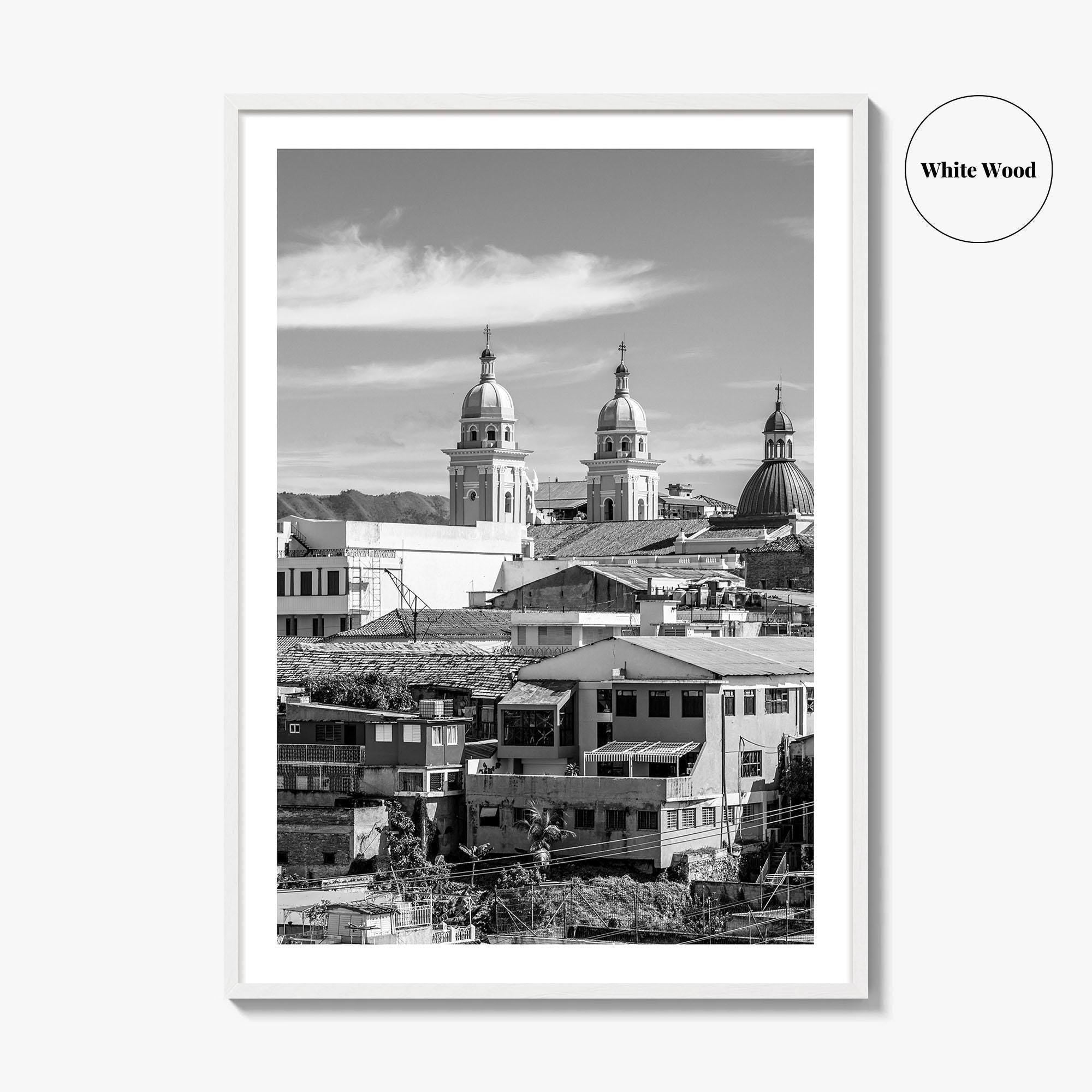 Santiago de Cuba Black and White Fine Art Photo Print, City Center Basilica Poster