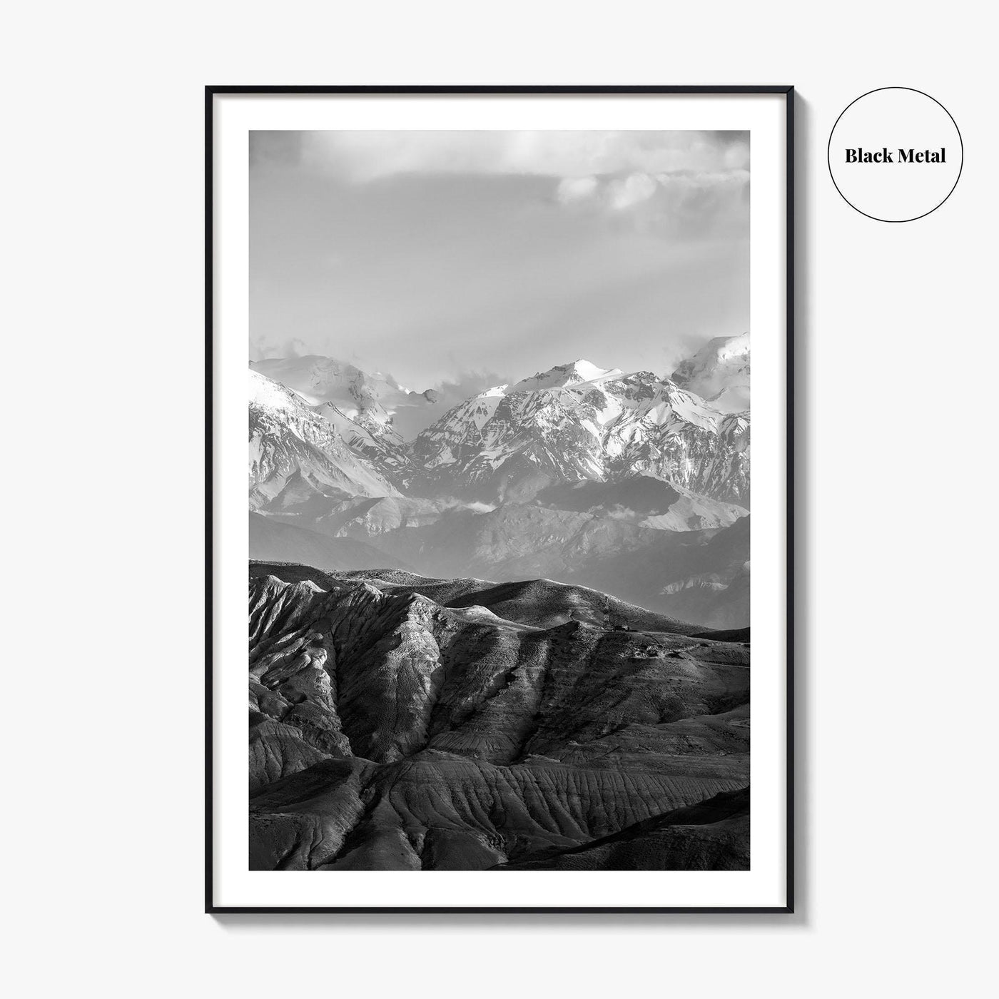Upper Mustang Black and White Fine Art Photo Print, Annapurna Himalayas Poster